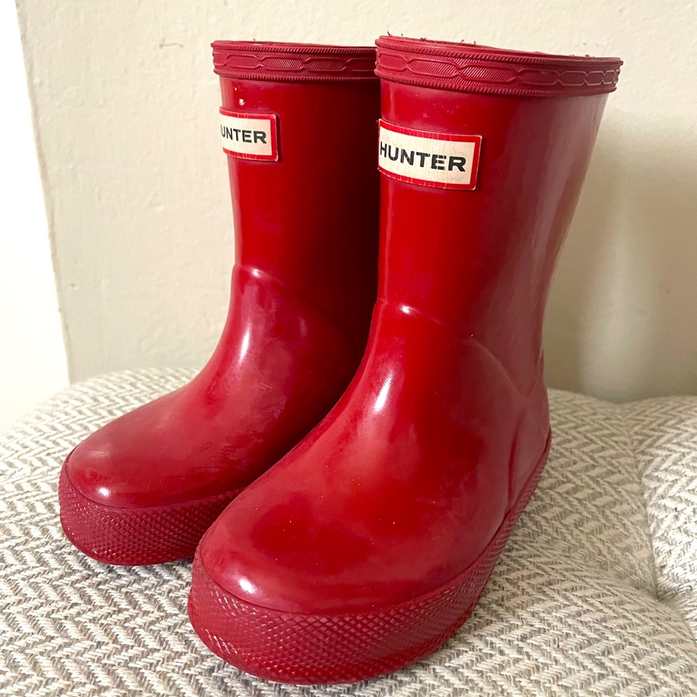 Red Hunter Rain Boots Toddler Size UK 5